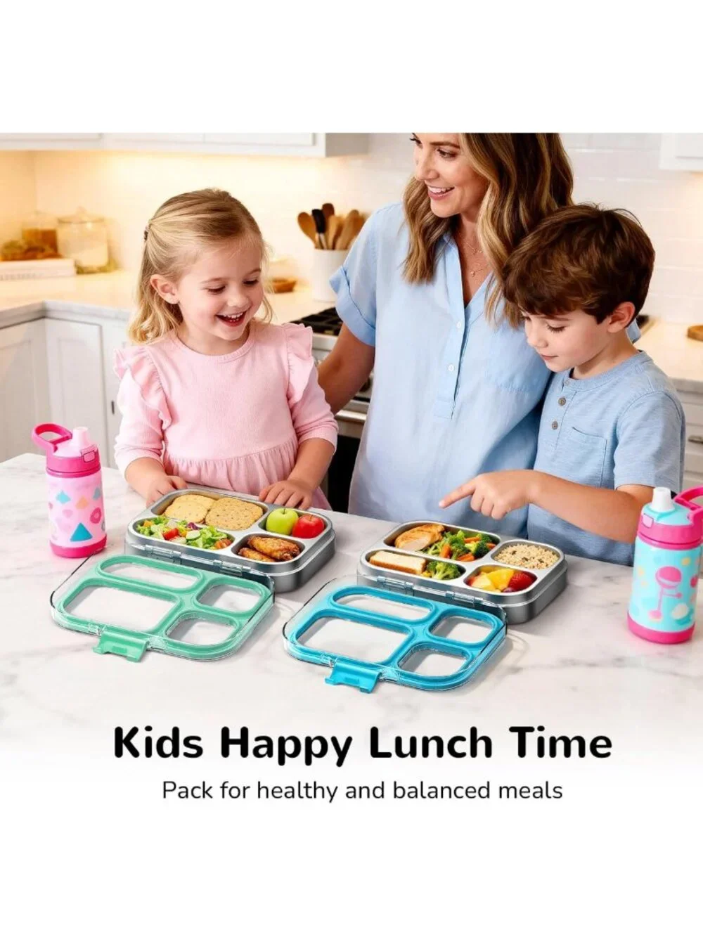 Eco-Friendly Stainless Steel Bento Lunch Box, 800ml, Green - Perfect for Meal